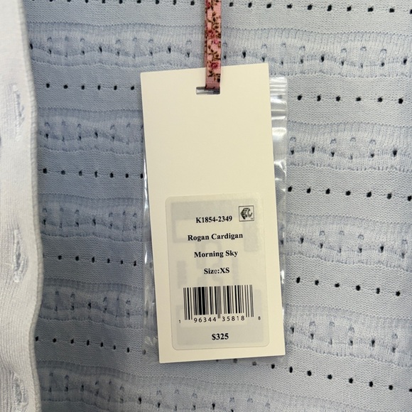 LoveShackFancy Light Blue Ruffle Cardigan, Rogan - Picture 2 of 7